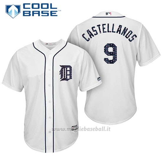 Maglia Baseball Uomo Detroit Tigers 2017 Estrellas y Rayas Nick Castellanos Bianco Cool Base